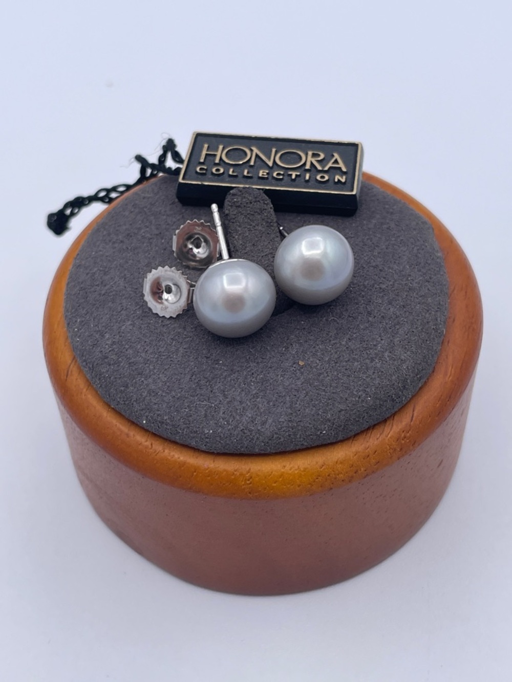 Honora 925 Sterling Silver Gray Freshwater Pearl Stud Earrings 10mm Large Round - Picture 5 of 5